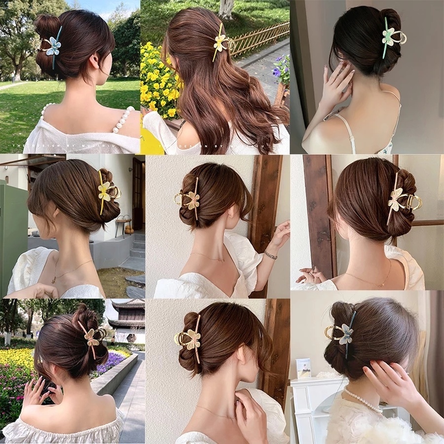 Jepit Rambut Ponytail Model Butterfly Warna Emas Bahan Metal Gaya Korea Untuk Wanita