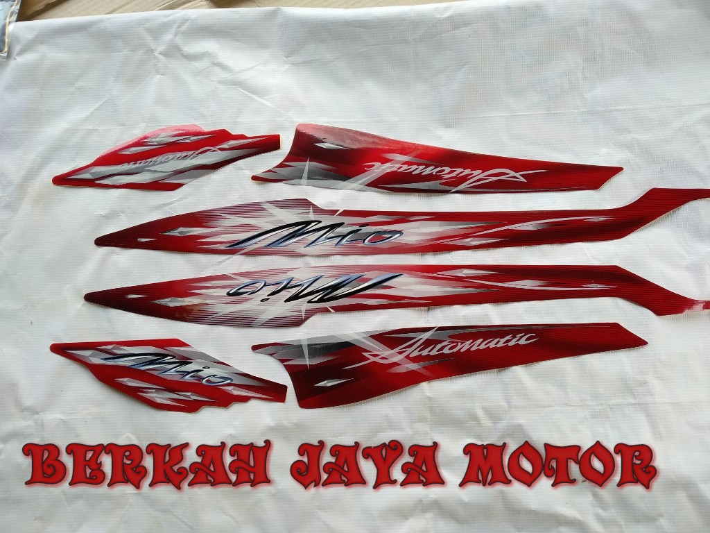 STRIPING MOTOR STICKER MOTOR LIS BODY MOTOR YAMAHA MIO SPORTY SMILE 2009 BODY FULL MERAH MAROON