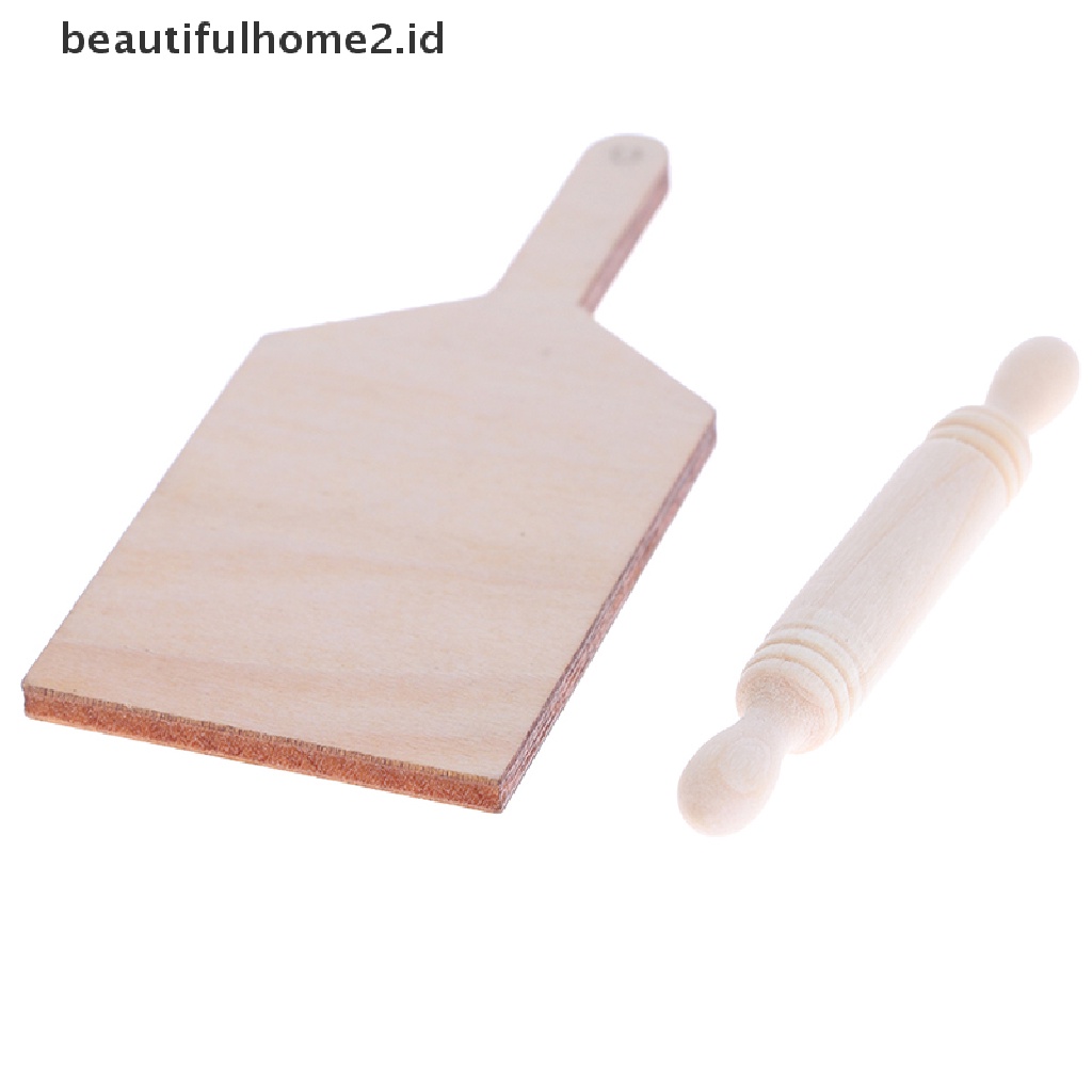 (Beautifulhome2.Id) Mainan Miniatur Papan Potong / Rolling Pin Skala 1: 12 Untuk Aksesoris Dapur Rumah Boneka