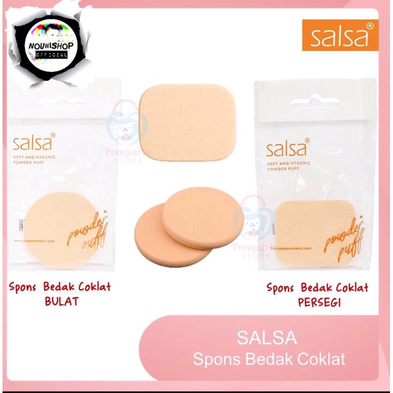 SALSA Spons Bedak Coklat Bulat / Persegi- Powder Puff