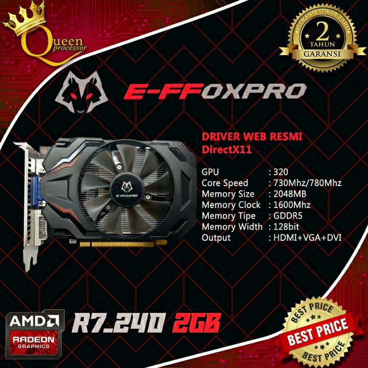 VGA EFFOXPRO AMD R7 240 2GB D5 128BIT ORIGINAL NEW  2 THN GARANSI