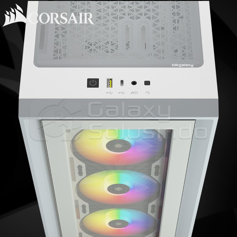 Corsair 4000X iCUE RGB Tempered Glass Mid-Tower ATX Gaming Case - White