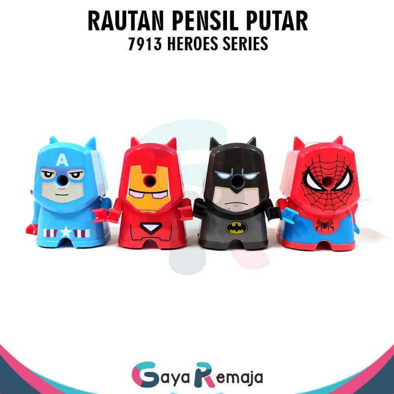 

Rautan Putar | Rautan Meja Karakter | Rautan | rautan pensil | kerotan pensil | super hero