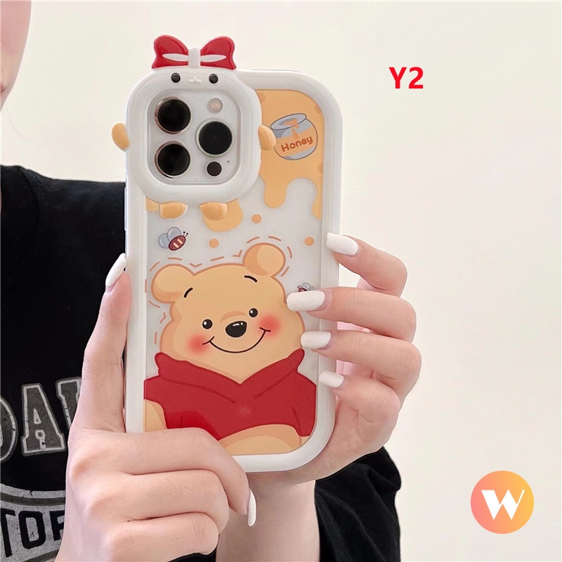 Soft Case Desain Kartun Winnie the Pooh Strawberry 3D Untuk IPhone 14 13 11 12 Pro MAX 6 6S 7 8 14 Plus XR X XS MAX SE 2020