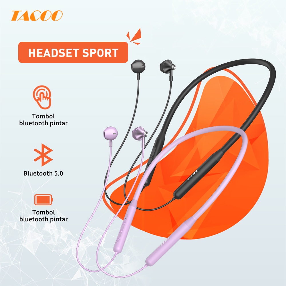 【NEW】TACOO Macaron Z9 Headset Wireless Sports  Hanging Neck Sport Handset HIFI Stereo Sound Music Earbuds With Mic