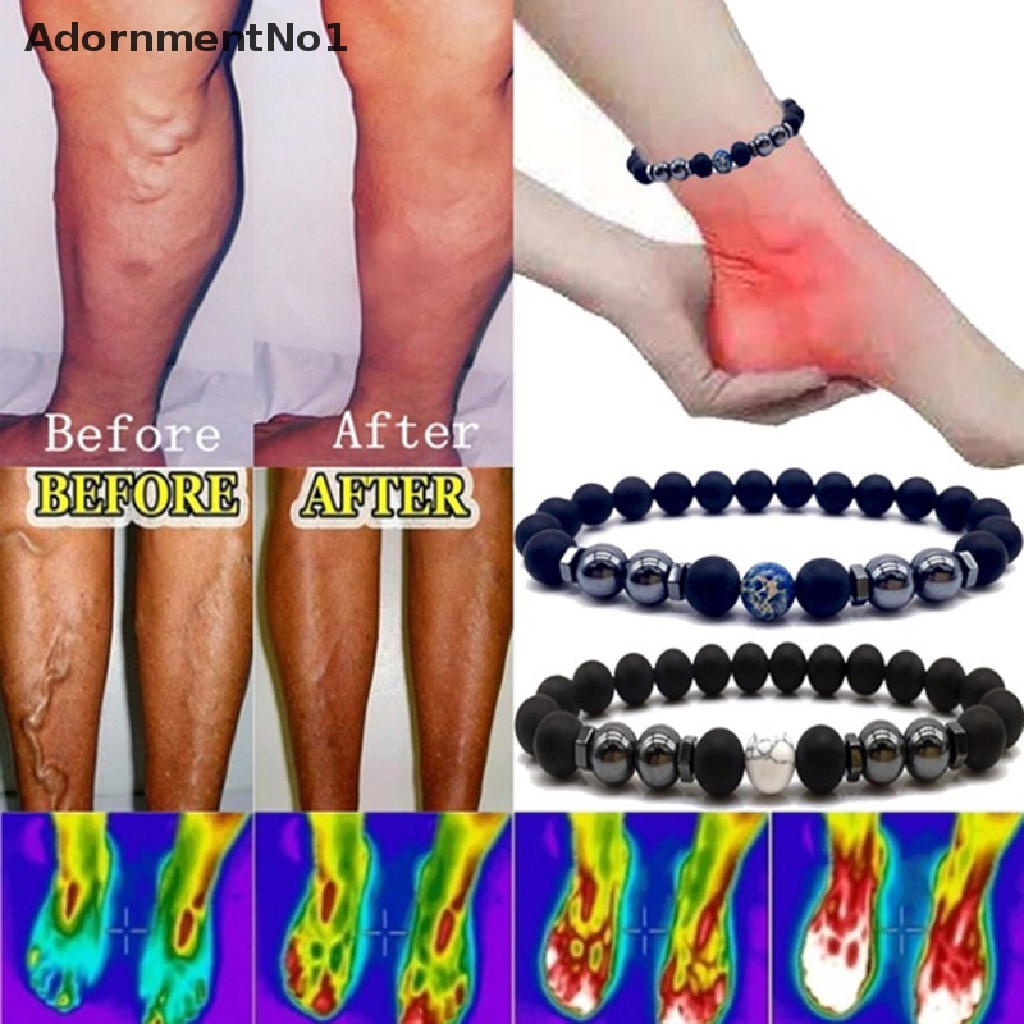 (AdornmentNo1) Gelang Kaki Manik Hematite Magnetik Pereda Nyeri Untuk Unisex / Pria / Wanita