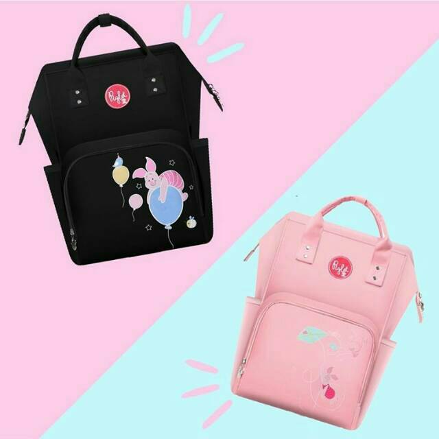 Tas ransel diaper bag keperluan ibu bayi baby premium kw super impor murah pink hitam piglet pooh