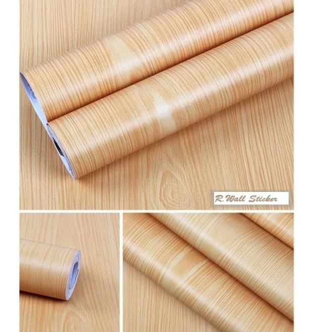 Wallpaper Dinding Murah / Wallpaper Sticker Motif Triplek Coklat Muda 45cm x 9-10m