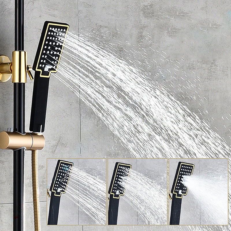 KERROGEE Shower Kamar Mandi Full Set Tembaga 4 Dalam 1 Shower Set Panas-Dingin Dengan Faucet /Emas Hitam Shower Mandi Set Dengan Bidet Sprayer  Nama