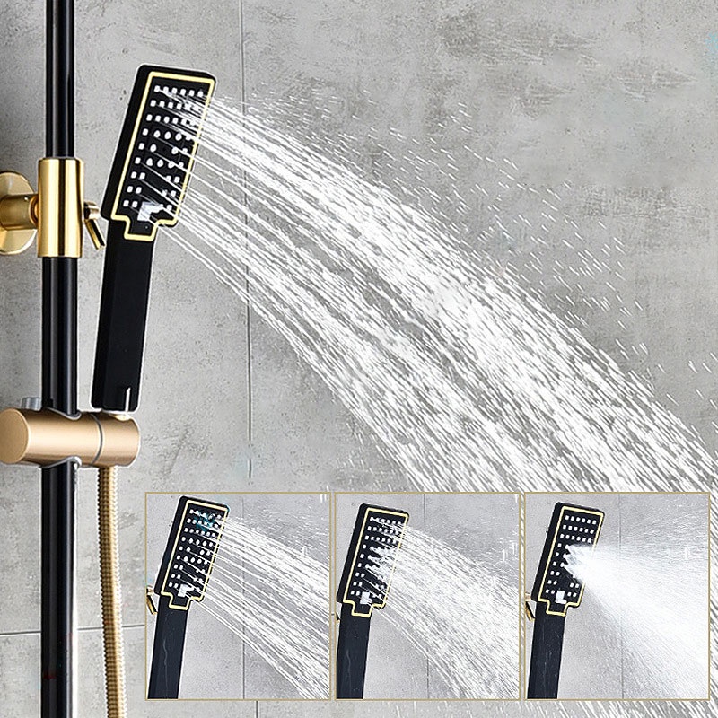 KERROGEE Shower Kamar Mandi Full Set Tembaga 4 Dalam 1 Shower Set Panas-Dingin Dengan Faucet /Emas Hitam Shower Mandi Set Dengan Bidet Sprayer  YS