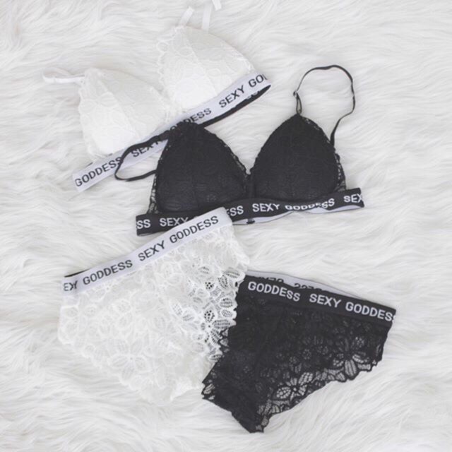 Sexy Goddess bra lingerie bralette set 2 potong bra dan cd murah