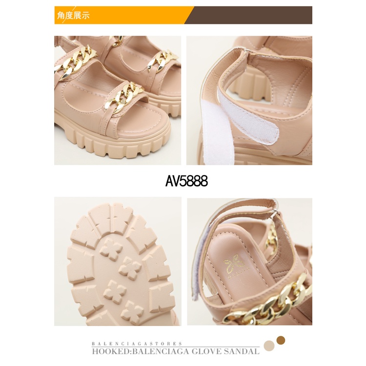 HELIVA JENNY Sepatu Wedges Sol 5,5cm Sedang Sling Back Double Chain Rantai Bahan Kulit HV5888 Original Brand