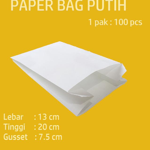 

➩ Paper Bag Putih 13 cm x 20 cm (isi 100 pcs) ♠