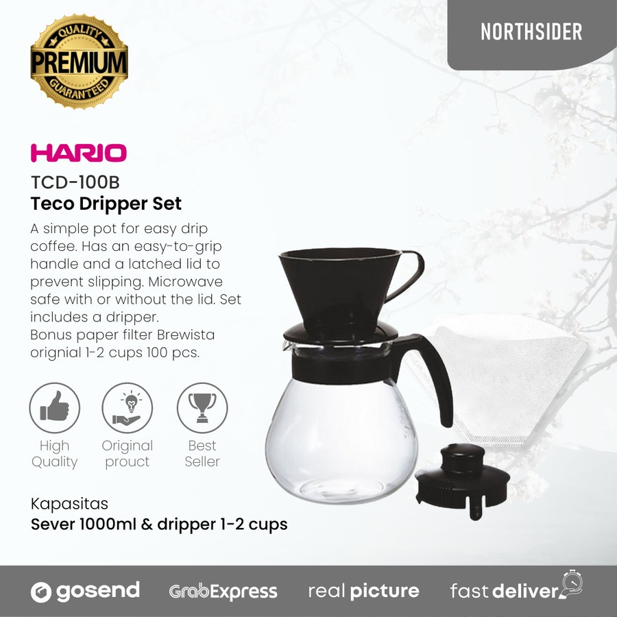 HARIO Teco Dripper Set - TCD-100B | Dripper server kopi dan teh