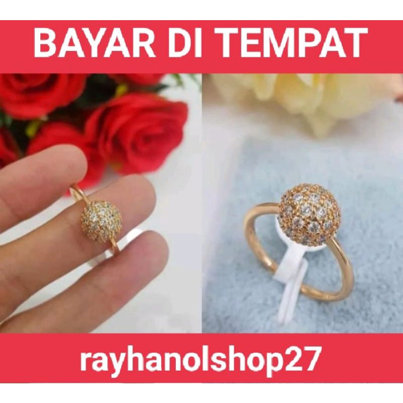 CINCIN TITANIUM PILIHAN TERSEDIA WARNA SILVER DAN GOLD PERMATA BULAT ANTI KARAT ANTI PUDAR