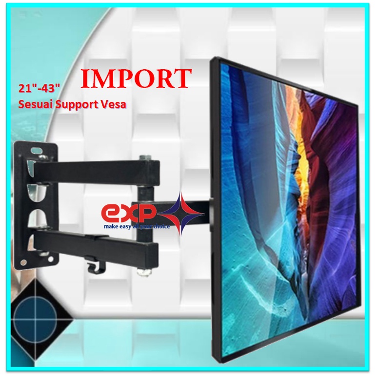 Bracket TV TCL 14 s/d 43 inch 6 ARAH FULL BESI SUPER KOKOH GARANSI 100% ORI