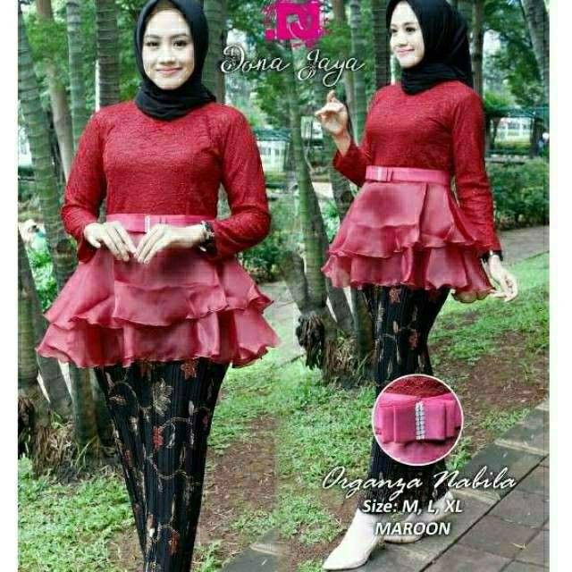 Realpic Stelan Kebaya Brukat Organza Nabila +Rok Original Butik