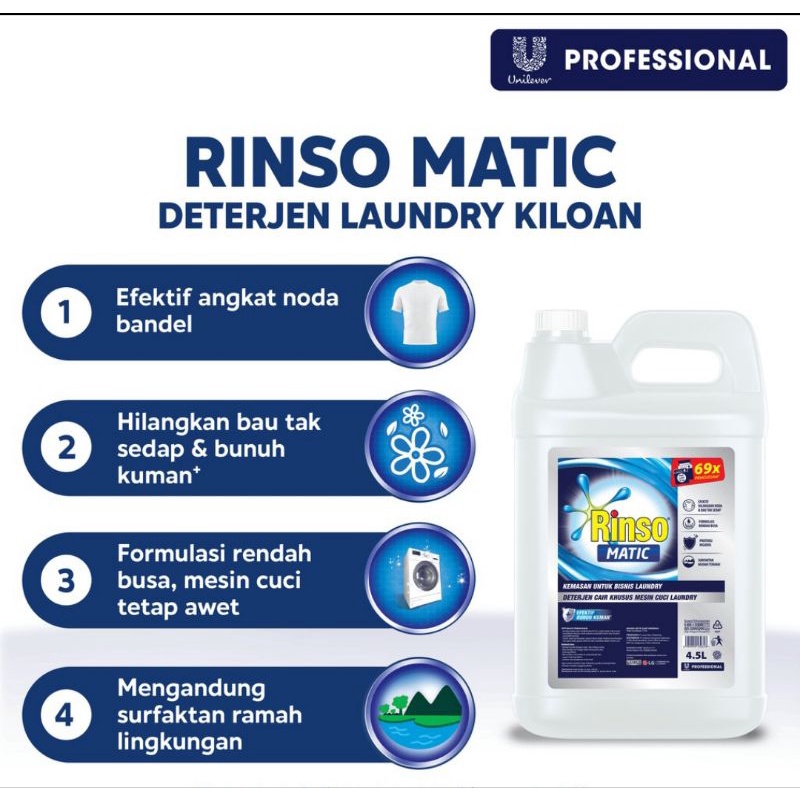 Rinso Matic Profesional Deterjen Laundry Kiloan 4.5 L Jerigen