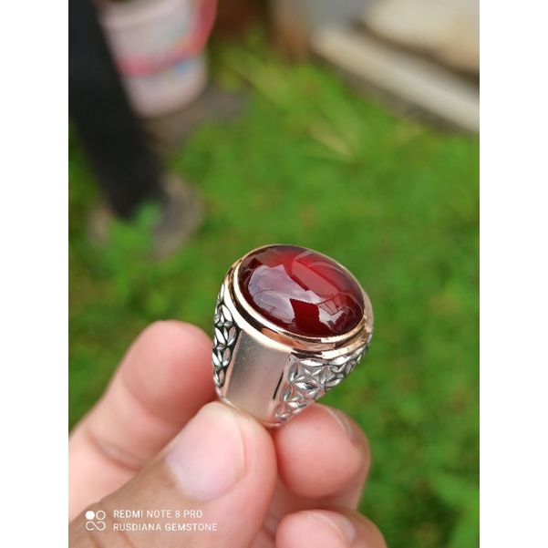Cincin Natural Batu Red Garnet Top Quality