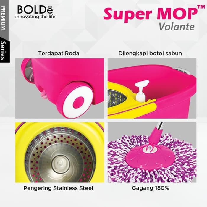 BOLDe Super Mop VOLANTE Alat Pel Lantai (WHEELS SERIES RODA)