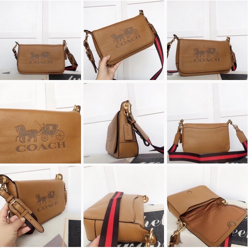 [Instant/Same Day]Coach 72703 Women's cowhide flap wide shoulder belt shoulder bag messenger bag saddle bag   mab