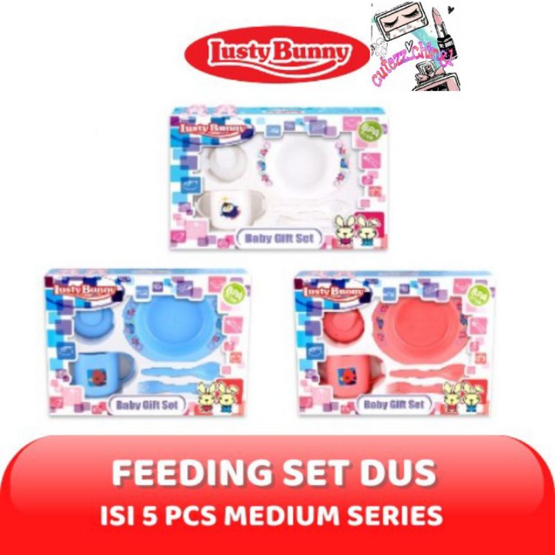 ☃Cutezz_Ching☃Lusty Bunny  Baby Feeding Gift Set Alat Makan Bayi