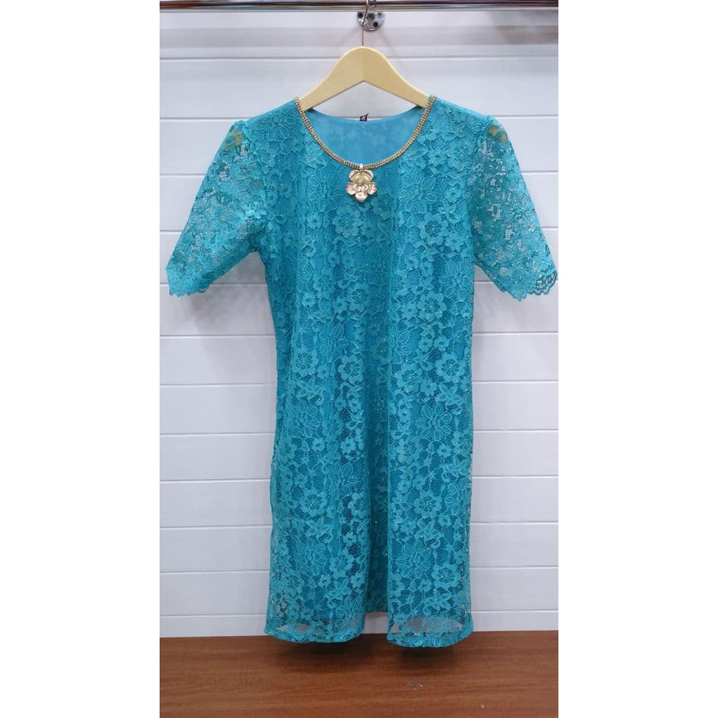 Super Dress Brokat 1095 - Biru Muda Sale