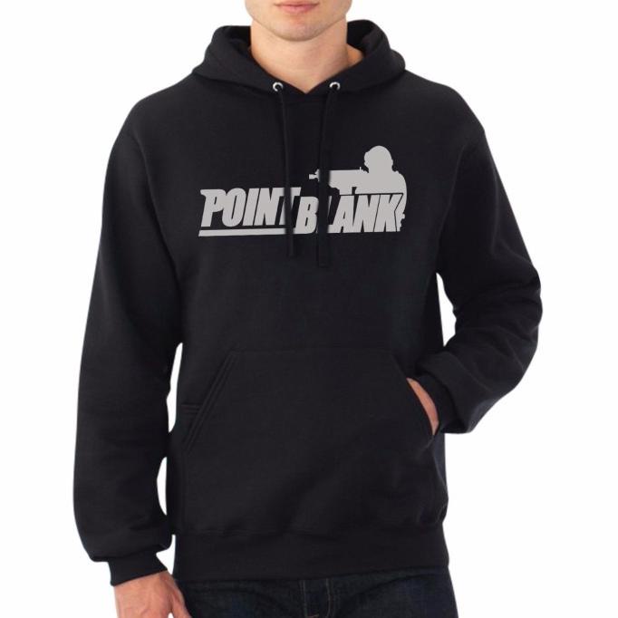 jaket hoodie sweater point blank hitam