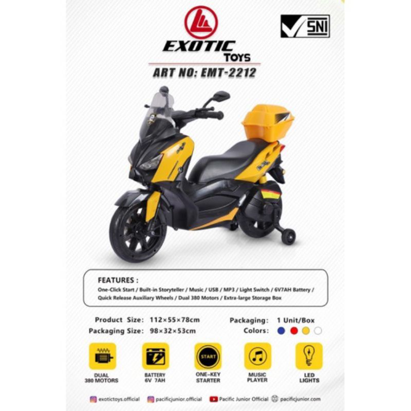 Mainan Anak Motor Aki Model Nmax Exotic EMT-2212 2212 Lengkap Box Belakang Original