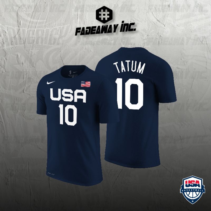 Tshirt - Baju Kaos Fashion Basket Nike USA Basketball Nomor 10 Jayson Tatum - Navy