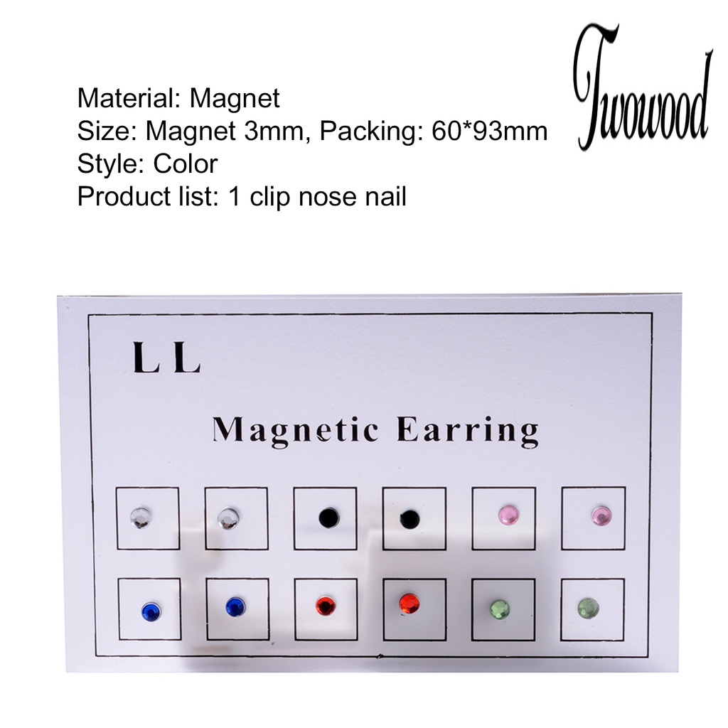 12pcs / Set Anting Stud Magnetik Berlian Imitasi Permukaan Halus Untuk Wanita