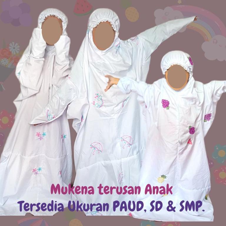 {THN.14My22ѕ} Mukena terusan anak bordir sebunga couple mukena lajuran anak SMP SD TK PAUD  mukena r