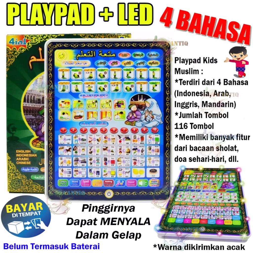 Mainan Ipad 4 Bahasa Edukasi Edukatif Anak Muslim Arab Playpad Led Mainan Edukasi Anak Mainan Tablet