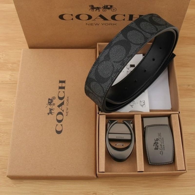 COACHH MEN BELT IKAT PINGGANG SABUK GIFTSET FREE BOX PAPERBAG PREMIUM QUALITY
