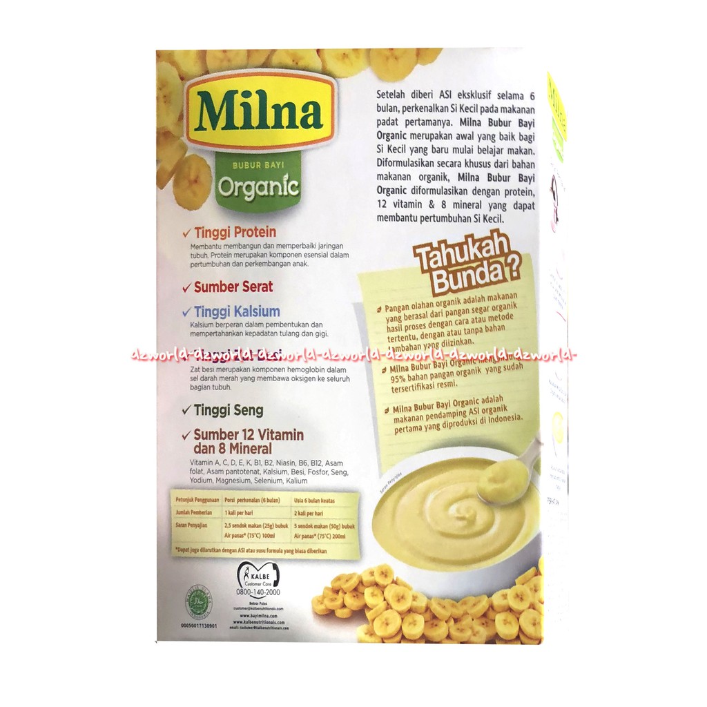 Milna Bubur Bayi Organic 6+ Rasa Pisang 120gr Makanan Pendamping ASI