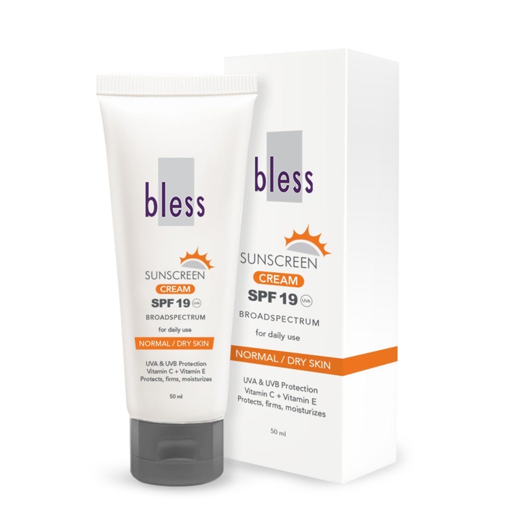 BLESS Sunscreen Cream SPF19 - 50 ml | Tabir Surya - Kulit Kering