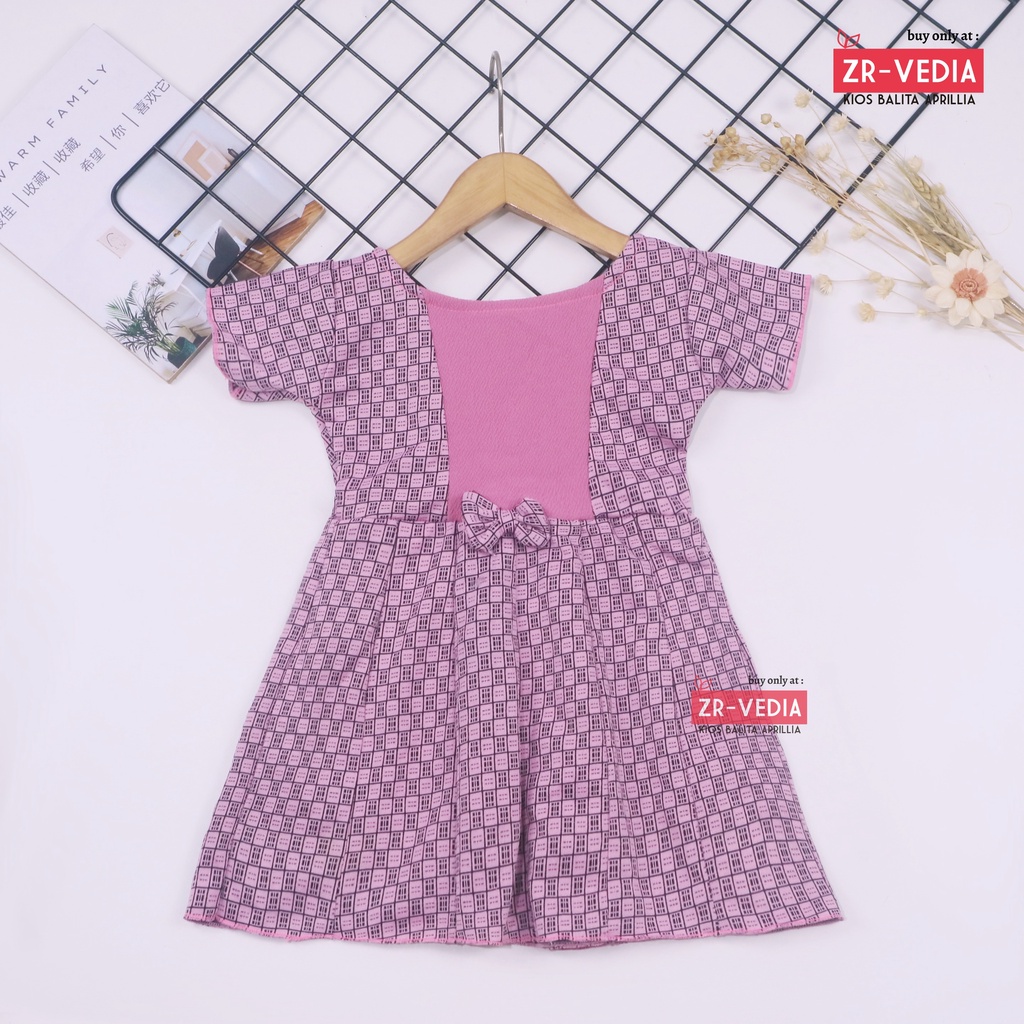 Dress Nadine uk 1-2 Tahun / Dres Pesta Anak Perempuan Murah Harian Lengan Pakaian Baju Cewek Import