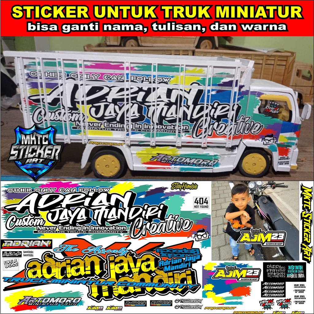 

STICKER UNTUK TRUK MINIATUR FULL SET BISA GANTI NAMA DAN TULISAN