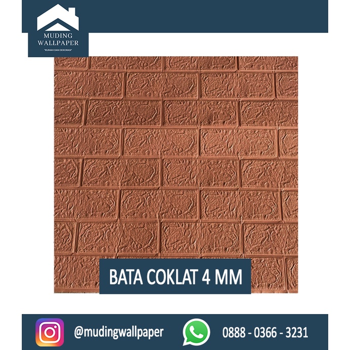 Wallpaper Bata Putih 3D Foam 77 x 70 cm-Bata Coklat 4 MM