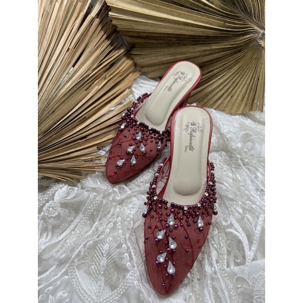 sepatu Rafaizoutfit sepatu sintya merah marron sepatu wedding sepatu cantik tinggi 7cm tahu