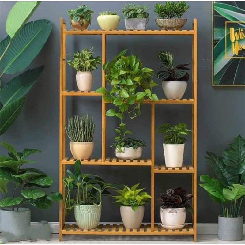 Rak Bunga Kayu Minimalis bahan kayu solid outdoor indoor