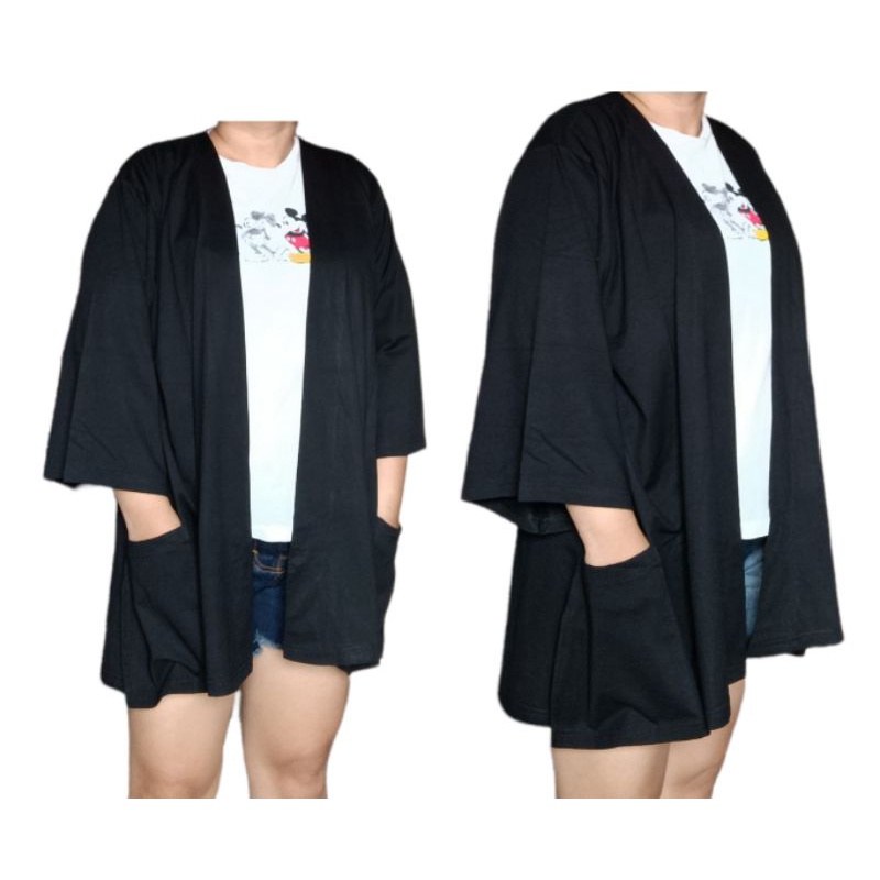 OVERSIZE KIMONO CARDI kantong Cardigan jumbo polos LD130 LD150