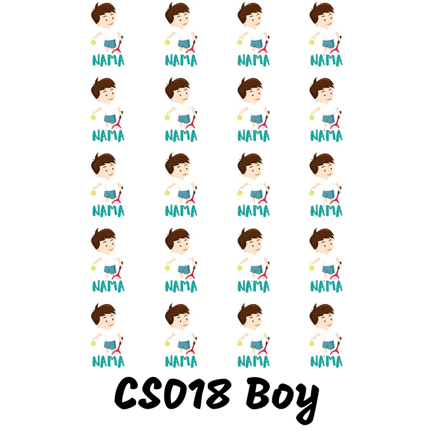 

Sticker Nama Cutting Label Waterproof Tahan Air Boy Sport 18 (CS018)