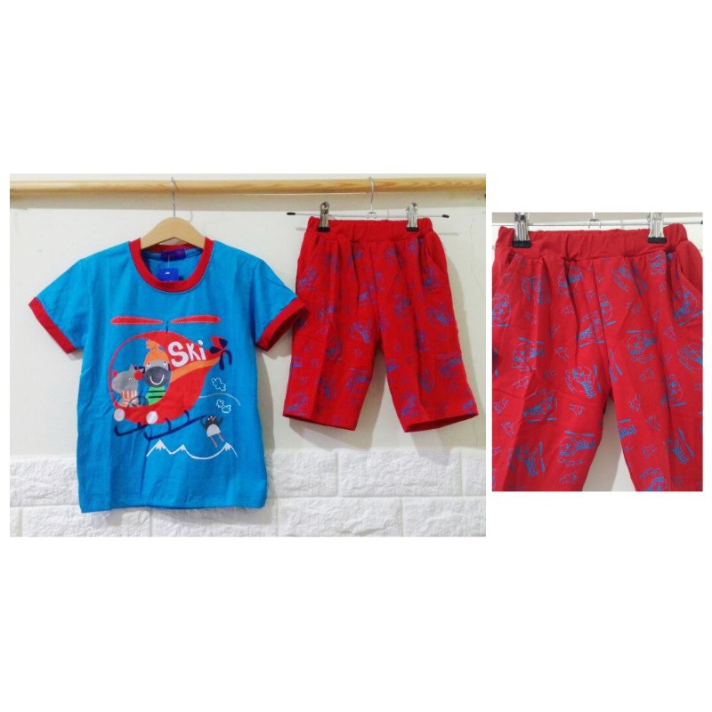 STKDL187 - Setelan Anak Laki Ski Helicopter Blue Red