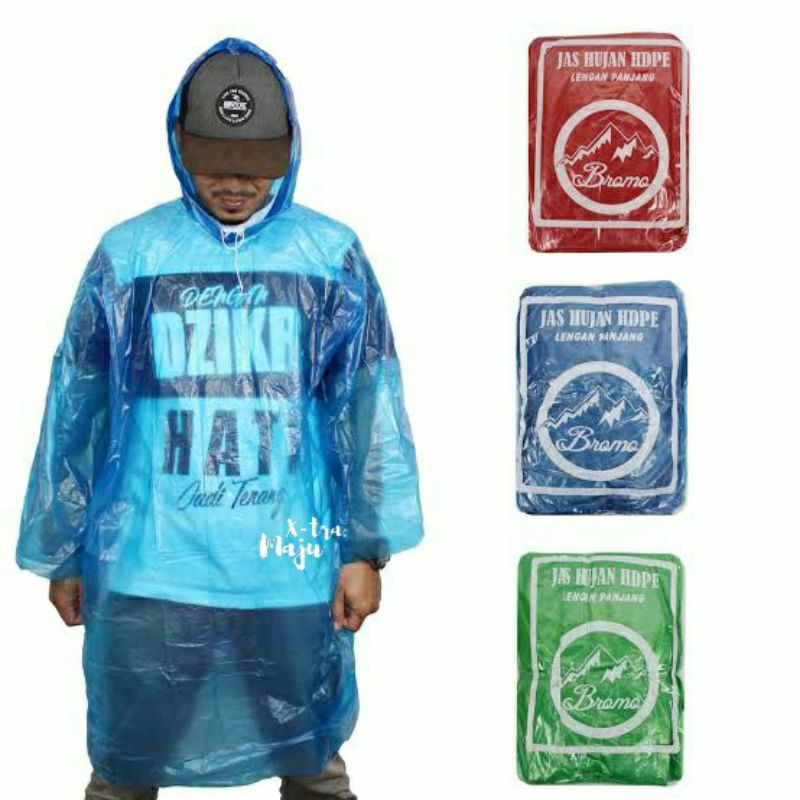 jas hujan plastik ponco plastik poncho lengan panjang - HDPE PREMIUM