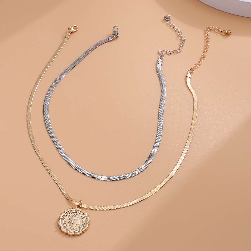 2pcs / set Kalung Rantai Ular Multilayer Gaya retro boho Untuk Wanita