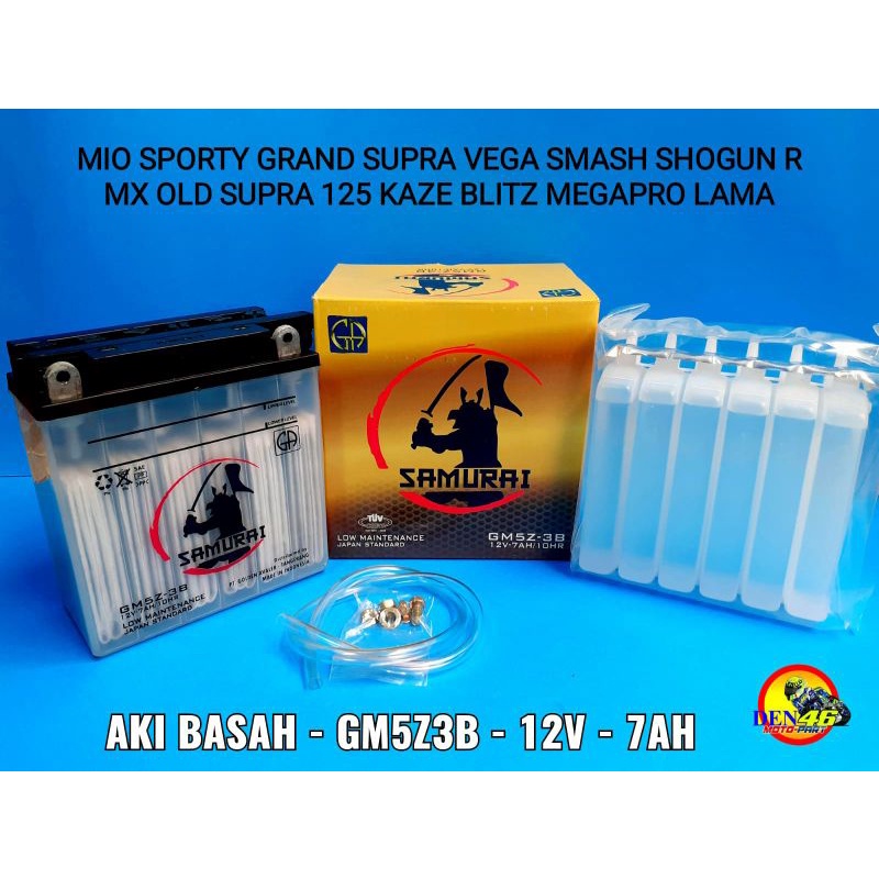 Jual AKI MOTOR BASAH SAMURAI GM5Z 3B - 12V 7AH , ACCU AKI MOTOR , GRAND