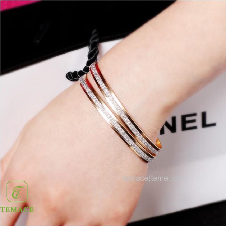 Gelang Titanium Rantai Dobel Plat Solop Baja Putih Pria Anti Karat Tidak Luntur