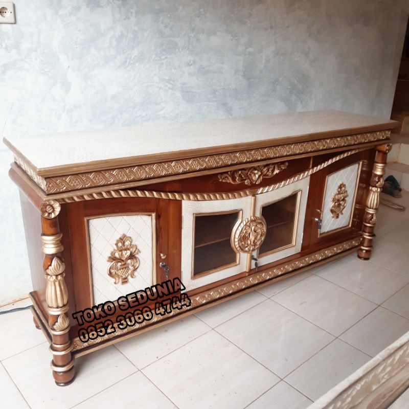 bufet kayu jati, bufet davinsi tambang kayu jati, bufet roti kayu jati, bufet tv kayu jati, bufet tv