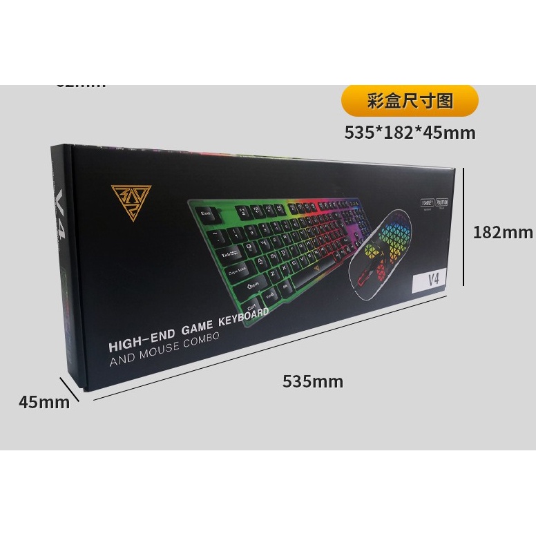 HXB Combo Gaming Keyboard RGB LED with Mouse - V4 - Black